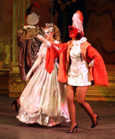 Broxbourne  Theatre Panto 2009/10: Cinderella and Prince Charming in masks at the Ball